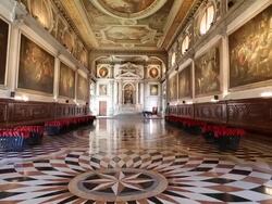 Venice, interior of Scuola Grande di San Giovanni Evangelista Stock Footage
