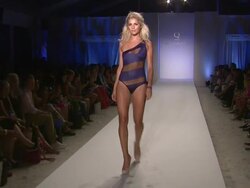 Models walk the runway during the Aqua Di Lara swimwear 2012 show  Stock Footage