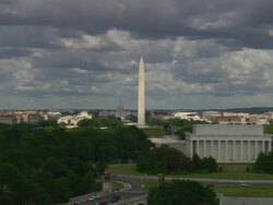 WS AERIAL DS ZI View of Washington Monument with Capitol Building / Washington, Dist. of Columbia, United States Stock Footage
