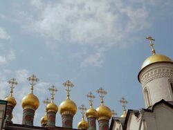 Time laspe Top spires Top of the Faceted Palace in the Kremlin Stock Footage