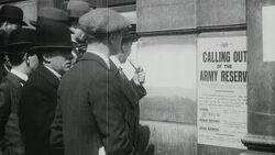 1921 MS Union members waiting outside the Board of Trade building during negotiations / United Kingdom Stock Footage
