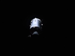 Apollo 14 Command Service Module (CSM) rotating in space Stock Footage