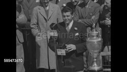 Lawson Little speech accepting trophy for 1934 Walker Cup Match News Clip