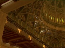 Pan Right Shot Crystal Chandelier Muscat Oman Stock Footage