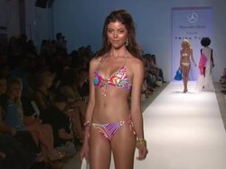 Models walk the runway wearing Trina Turk 2011 Stock Footage