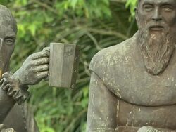 Pull Back Shot Blood Compact Statue Tagbilaran Bohol Philippines Stock Footage