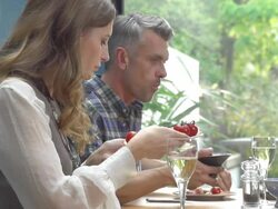 HD SUPER SLOW-MO: Friends Having Lunch Stock Footage