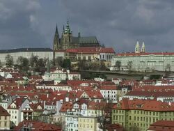 MS View of prague castle and st. vitus cathedral in prague czech  / Prague, Hlavni mesto Praha, Czech Republic  Stock Footage