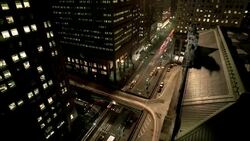 Traffic moves along the elevated streets of Park Avenue and 42nd Street in front of Grand Central Station. Stock Footage