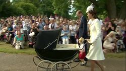 Prince William and Duchess of Cambridge Arrive For Christening Of Princess Charlotte News Clip