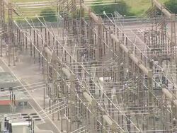 MS AERIAL Shot of Electricity plant / United Kingdom Stock Footage