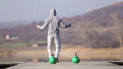 Man and skipping rope Stock Footage