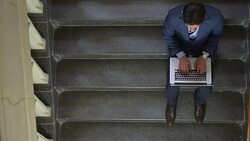 Young entrepreneur working with laptop Stock Footage