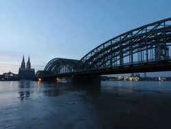 LONG DOLLY: Cologne Cathedral and Hohenzollern Stock Footage