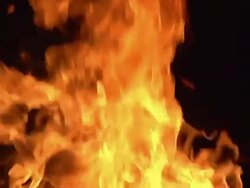 ECU SLO MO Shot of Bonefire, Fire flames in campfire / Moremi Reserve, Botswana, South Africa Stock Footage