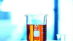 laboratory glassware with color liquid Stock Footage