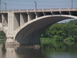 MS Bridge over river / Minneapolis, Minnesota, United States  Stock Footage