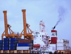 Cargo ship at Bangkok Port Stock Footage
