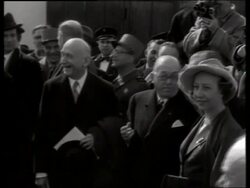 B/W French President Auriol and wife in crowd / 1940's / No SOUND Stock Footage