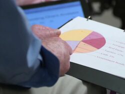 Man Shows Financial Documents to Group of People Stock Footage