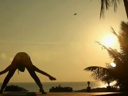 Young woman doing yoga in morning  Stock Footage