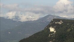 Flying through Mountain Valley  - Aerial View - Veneto, Provincia di Verona, Brentino Belluno, Italy Stock Footage