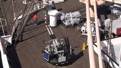 Tourists walk around decks of the Queen Mary News Clip