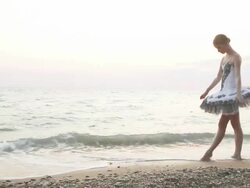 ballet in the evening coast Stock Footage