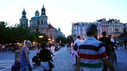 Old Town Square in Prague Stock Footage