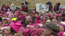 People Gathered For Women's March on Washington D.C. News Clip