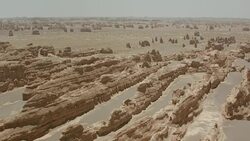 View of Yadan landforms in China Stock Footage
