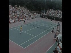 SYND 8-8-73 DAVIS CUP DOUBLES TENNIS MATCH BETWEEN USA AND CHILE IN ARCANSAS News Clip