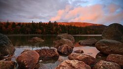 Jordan Pond in Acadia National Park, Maine, USA Stock Footage