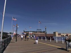 The bridge between Citi Field and Arthur Ashe Tennis Stadium Stock Footage