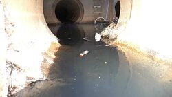 gabage and wast water into river Stock Footage