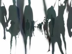 HUMAN SHAPES - ZOOM IN NARROW_WIDE ANGLE. DARKEN (seamless loopable) Stock Footage