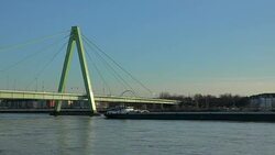 Severin Bridge and Rhine River, Cologne, North Rhine-Westphalia, Germany Stock Footage