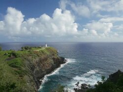 WS View of Kilauea Lighthouse and ocean / Kilauea, Kauai, Kauai, Hawaii, United States Stock Footage