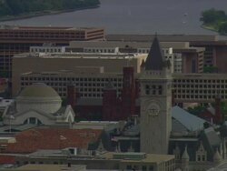 WS AERIAL ZO View of Smithsonian Castle / Washington, Dist. of Columbia, United States Stock Footage