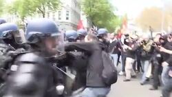 CLEAN : Violence tear gas in new French labour bill protests 2 News Clip