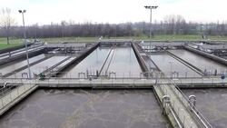 Water treatment plant (drone video) Stock Footage