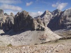 Fanes Group with the Tofane Mountains PAN Stock Footage