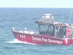 Chicago Fire Department Boat On Lake Michigan Stock Footage