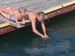 playing with a dolphin Stock Footage