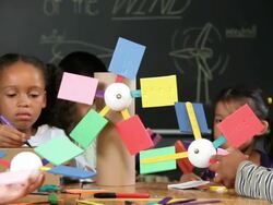 MS Multi Ethnic Group of School Children Making Model Windmills / Richmond, Virgnia, USA Stock Footage