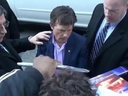 Michael J. Fox at the 'Late Show with David Letterman' studio in New York, NY, on 1/10/13. (Getty Images Entertainment Video) Stock Footage