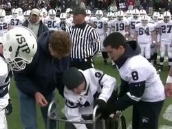 Jared Coppola walks to midfield Stock Footage