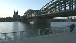 cologne cathedral at twilight time Stock Footage