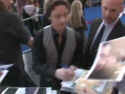 James McAvoy Signs at the Gnomeo And Juliet Premiere in Hollywood 01/23/2011 at the Celebrity Sightings in Los Angeles at Los Angeles CA. (Footage by WireImage Video/GettyImages) Stock Footage