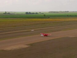 WS AERIAL TS View of plane taking off / Ayr, Queensland, Australia Stock Footage